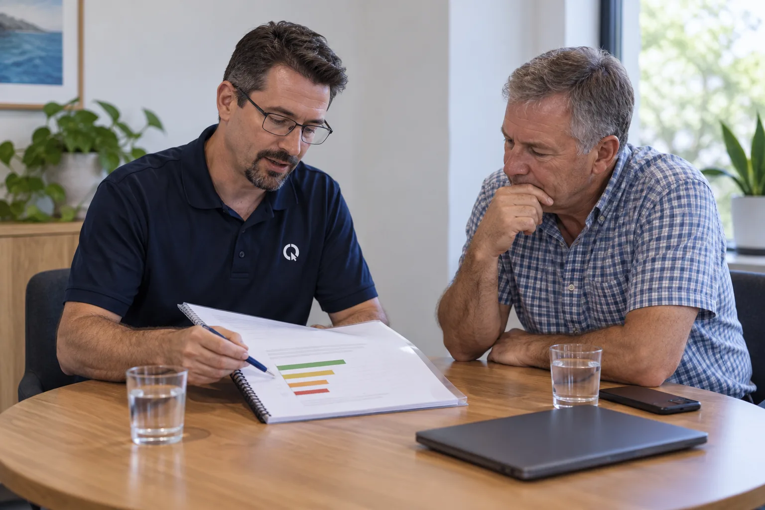SEQ IT consultant walking a business owner through a security report