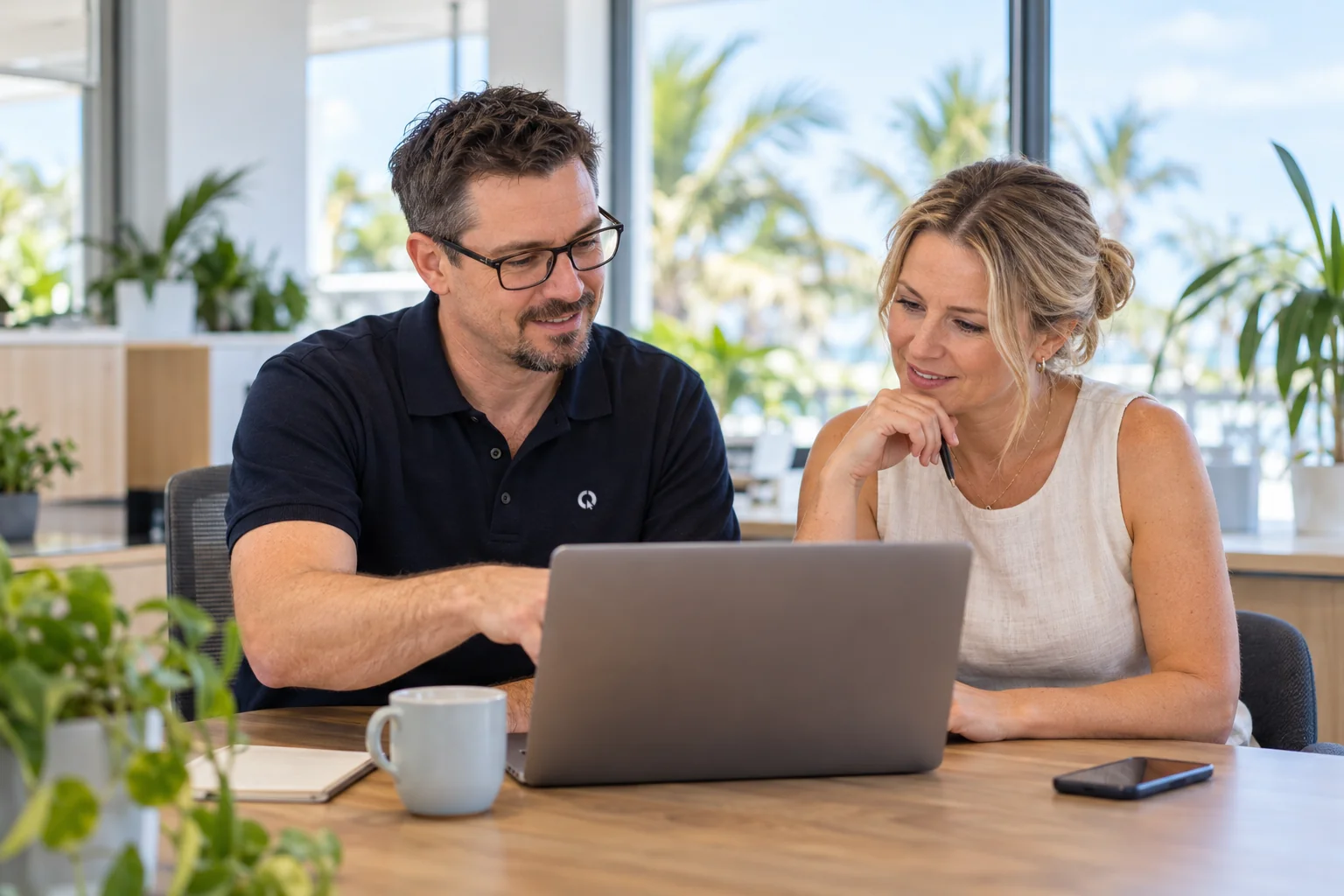 IT consultant and business owner in a Gold Coast office