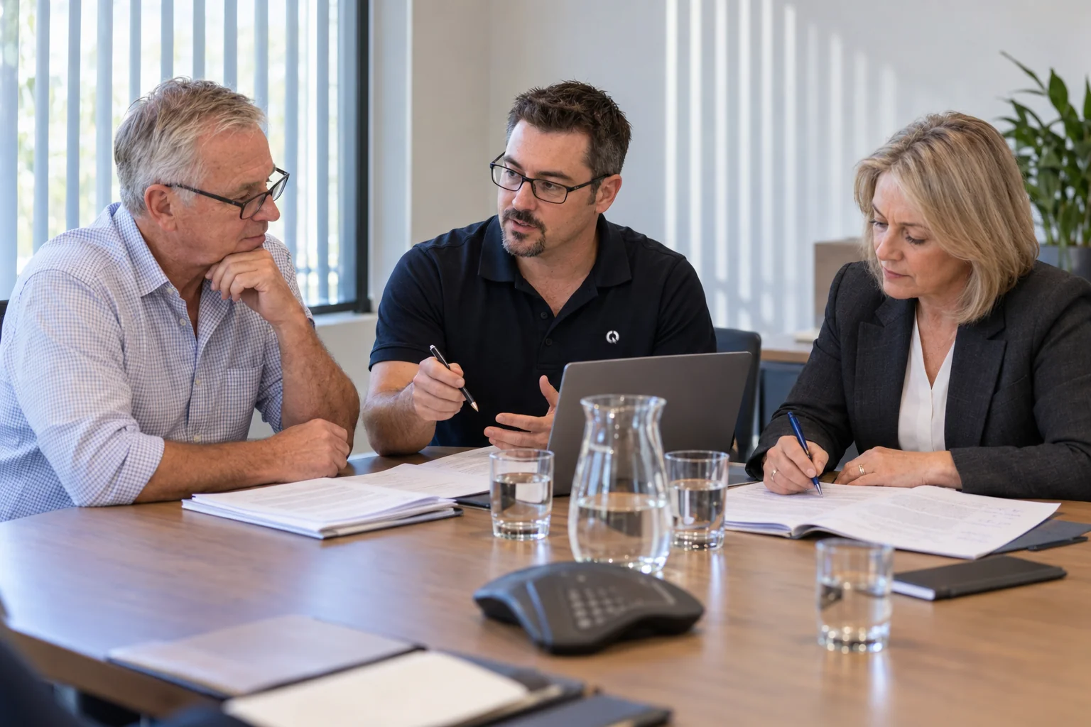 Directors reviewing IT policies with a consultant