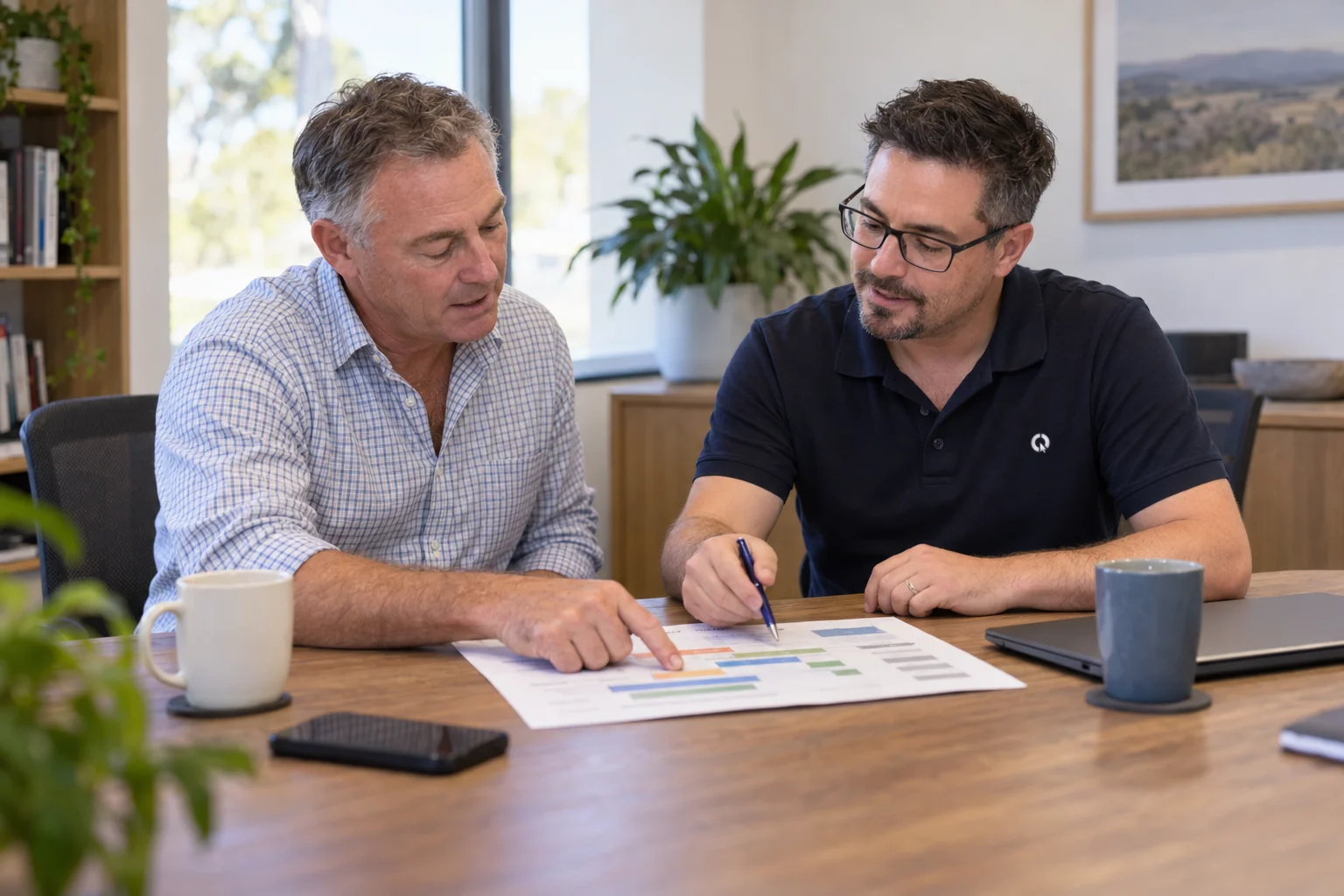 IT consultant reviewing a business's IT roadmap with the owner