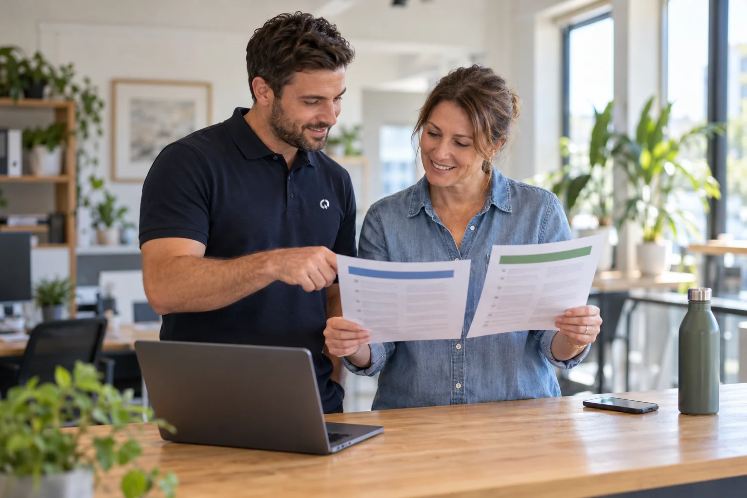 SEQ IT technician helping a business owner compare two platforms