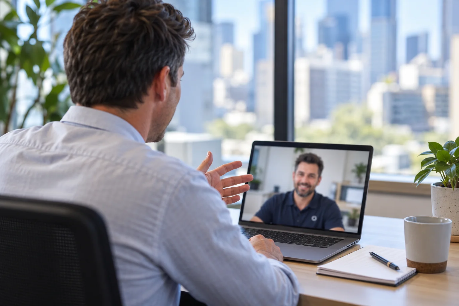 Sydney business owner on a remote support video call